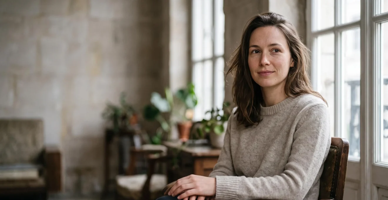 Portrait éditorial d'une jeune femme au teint naturel et lumineux, symbole de l'acceptation de soi face aux filtres numériques